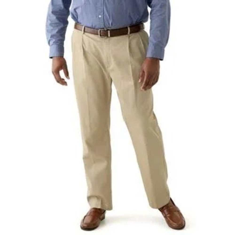 Savane Mens Pleated Dress Pants Khaki Tan Cuffed 42x30 10729716